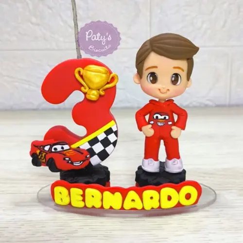 Topinho com Vela Personalizado Relâmpago Mcqueen / Carros