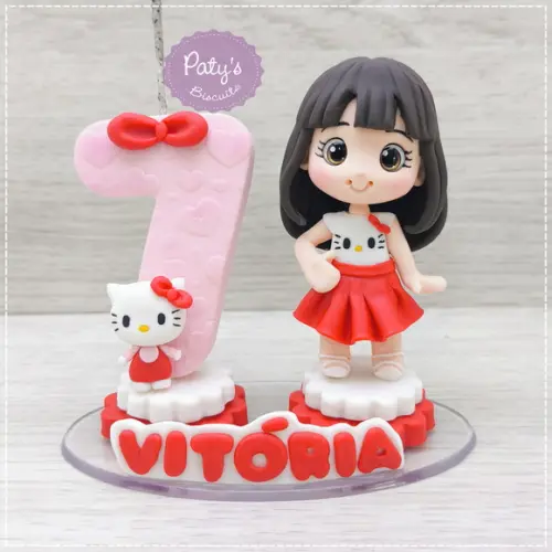 Topinho com Vela Personalizado Hello Kitty