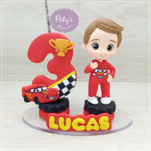 Topinho com Vela Personalizado Relâmpago Mcqueen / Carros