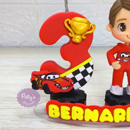 Topinho com Vela Personalizado Relâmpago Mcqueen / Carros