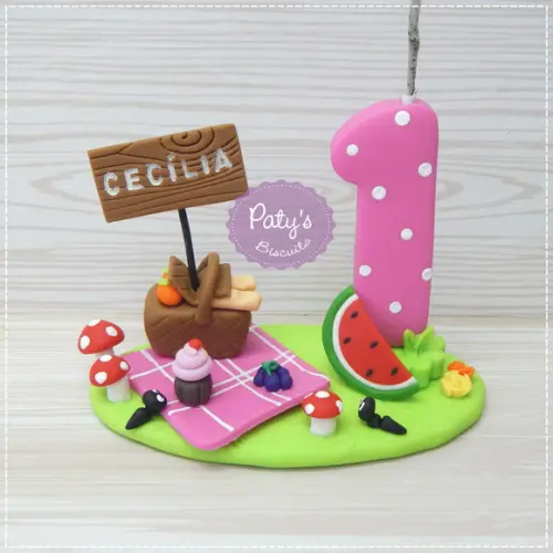 Topinho com Vela Picnic - Vela Rosa