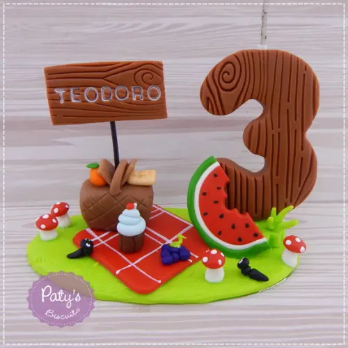 Topinho com Vela Picnic - Vela Madeira