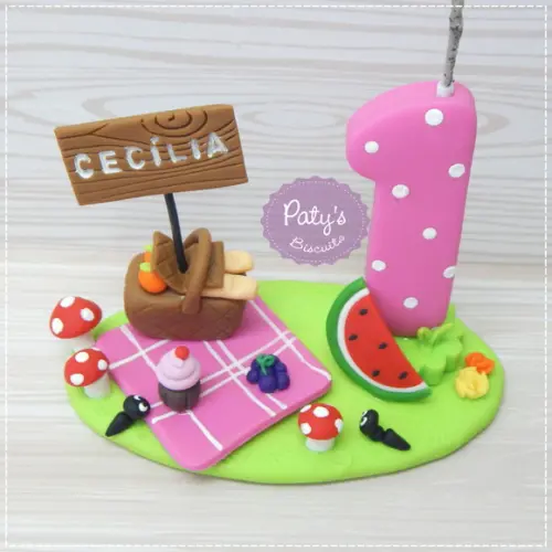 Topinho com Vela Picnic - Vela Rosa