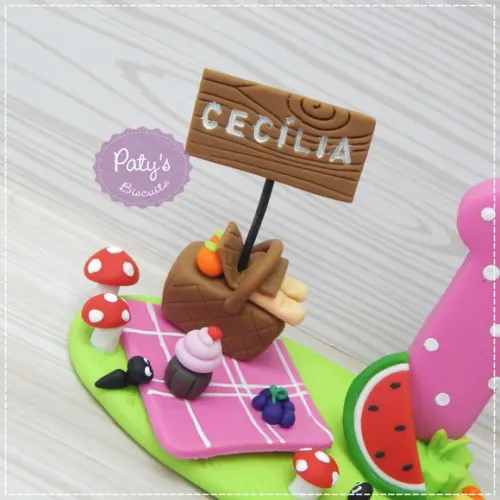 Topinho com Vela Picnic - Vela Rosa
