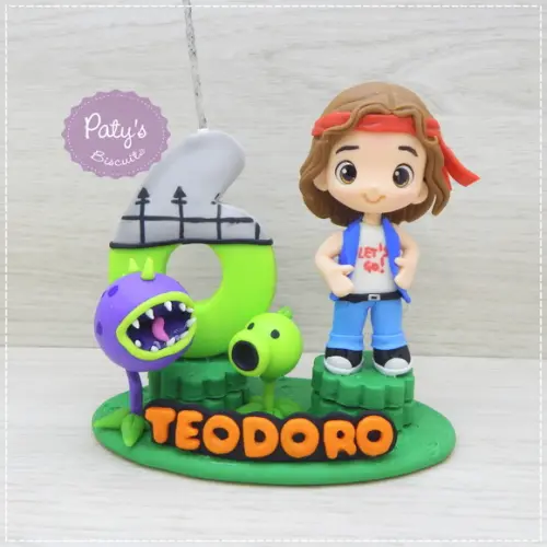 Topinho com Vela Personalizado Plants Vs Zombies