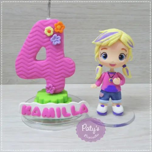 Topinho com Vela Polly Pocket (vela Rosa)