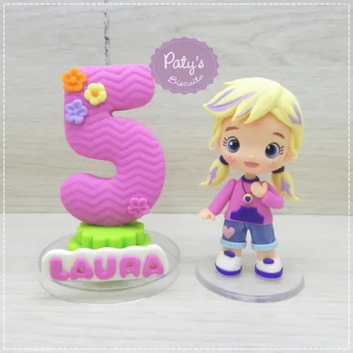 Topinho com Vela Polly Pocket (vela Rosa)