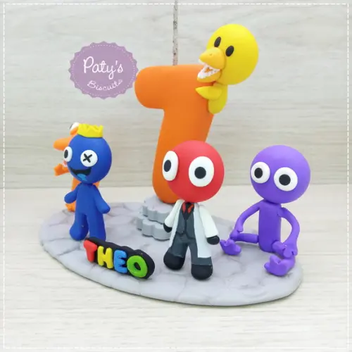 Topinho com Vela Rainbow Friends (5 personagens)