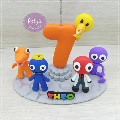 Topinho com Vela Rainbow Friends (5 personagens)