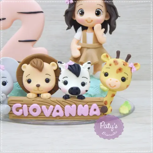 Topinho com Vela Personalizado Safari Menina