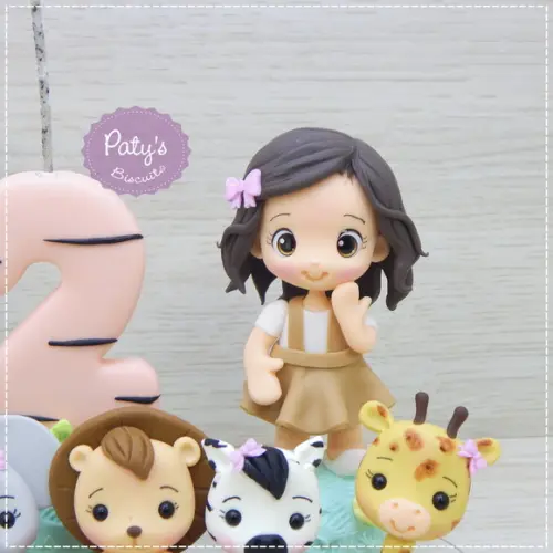 Topinho com Vela Personalizado Safari Menina