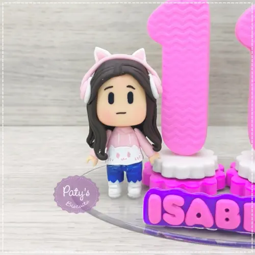 Topinho com Vela Roblox (rosa)