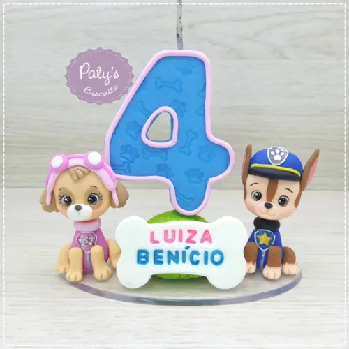 Topinho com Vela Skye e Chase - Patrulha Canina