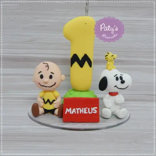 Topinho com Vela Snoopy e Charlie Brown