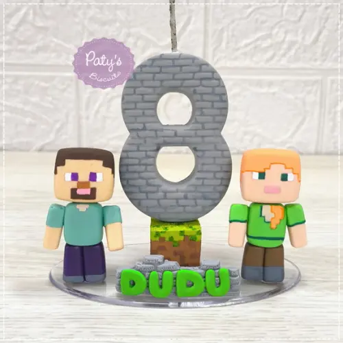 Topinho com Vela Steve e Alex - Minecraft