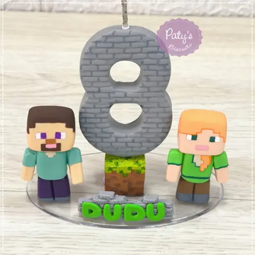 Topinho com Vela Steve e Alex - Minecraft