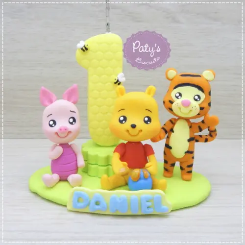 Topinho com Vela Ursinho Pooh, Tigrão e Leitão