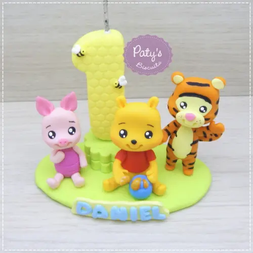 Topinho com Vela Ursinho Pooh, Tigrão e Leitão