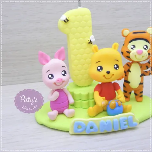 Topinho com Vela Ursinho Pooh, Tigrão e Leitão