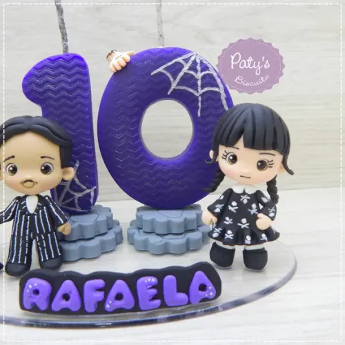 Topinho com Vela Wandinha, Gomez e Mortícia - Família Addams
