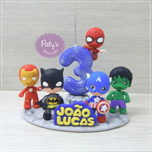 Topinho com vela Super Heróis 5 personagens (mod. 03)