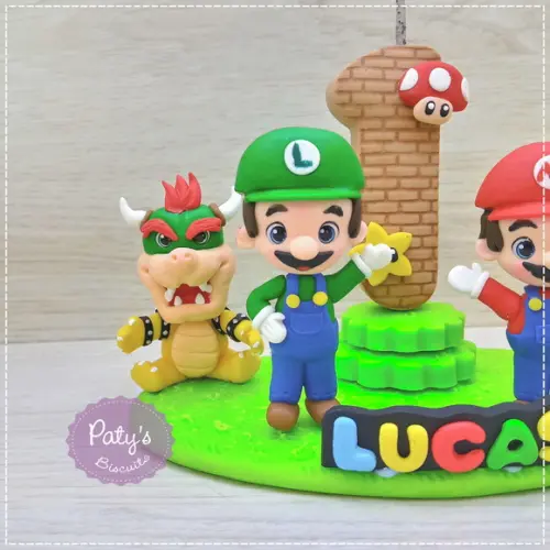 Topinho com vela Super Mario Bros. (4 personagens)