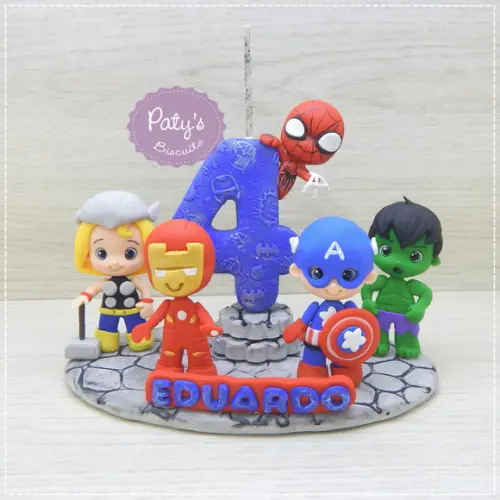 Topinho com vela Vingadores / Super Heróis (5 personagens)