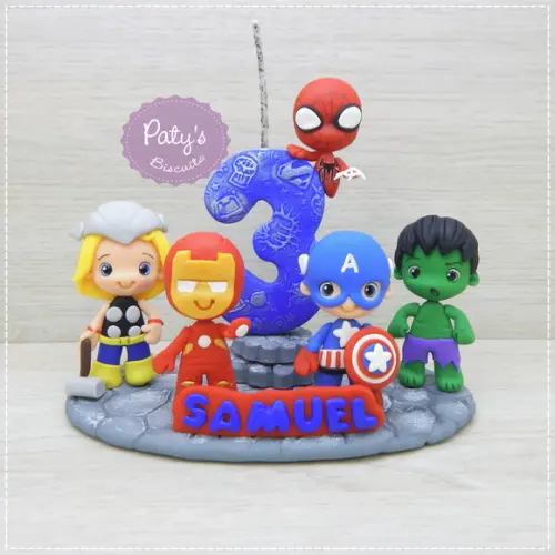 Topinho com vela Vingadores / Super Heróis (5 personagens)