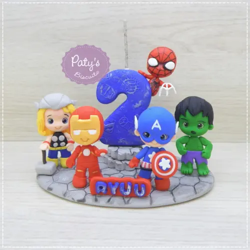 Topinho com vela Vingadores / Super Heróis (5 personagens)