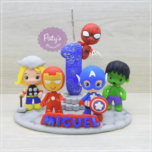 Topinho com vela Vingadores / Super Heróis (5 personagens)