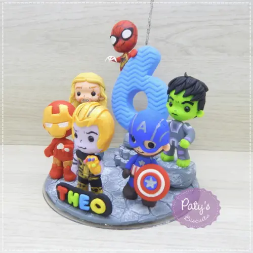 Topinho com vela Vingadores Guerra Infinita 6 personagens