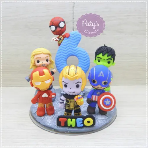 Topinho com vela Vingadores Guerra Infinita 6 personagens