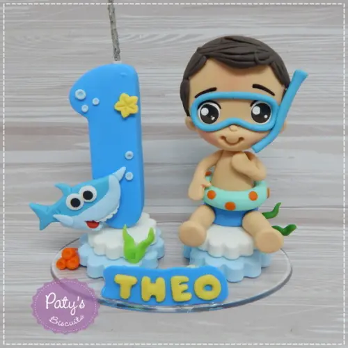Topo com Vela Personalizado Baby Shark