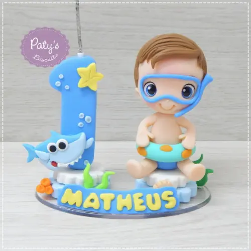 Topo com Vela Personalizado Baby Shark