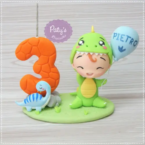 Topo com Vela Dino Baby (Menino)
