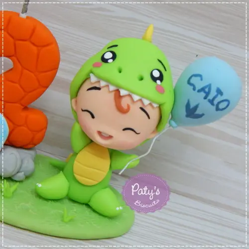 Topo com Vela Dino Baby (Menino)