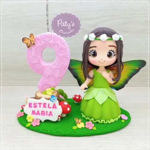 Topo com Vela Personalizado Fada / Jardim Encantado