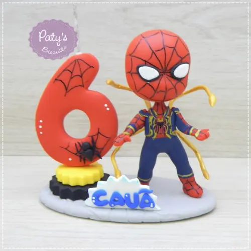 Topo com Vela Homem-aranha - Aranha de Ferro