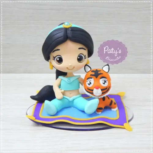 Topo com Vela Jasmine e Rajah - Aladdin