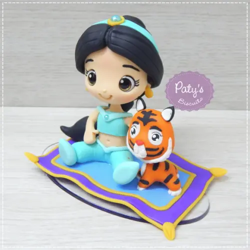 Topo com Vela Jasmine e Rajah - Aladdin