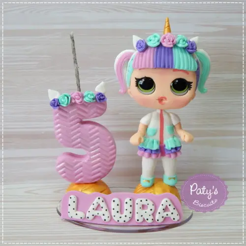 Topo com Vela LOL Unicorn