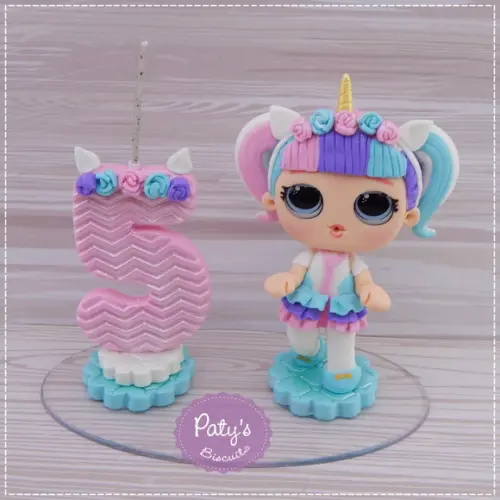 Topo com Vela LOL Unicorn