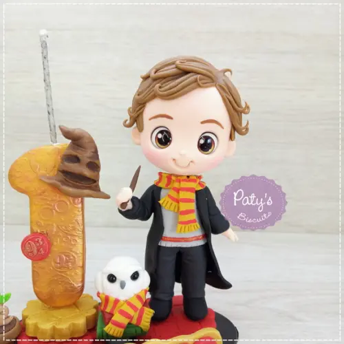 Topo com Vela Personalizado Harry Potter / Grifinória