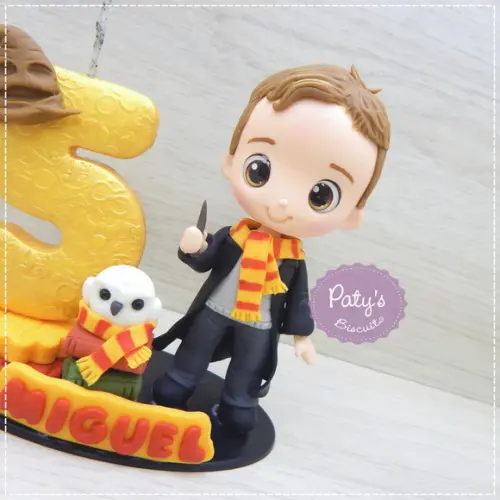 Topo com Vela Personalizado Harry Potter / Grifinória