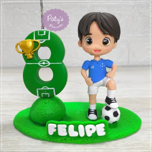 Topo com Vela Personalizado Jogador de Futebol