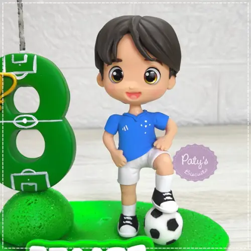 Topo com Vela Personalizado Jogador de Futebol