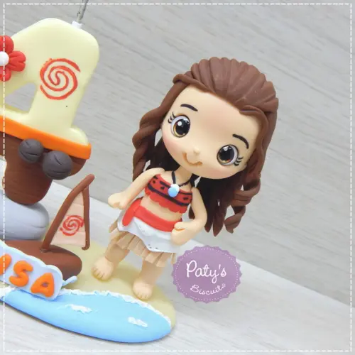 Topo com Vela Personalizado Moana