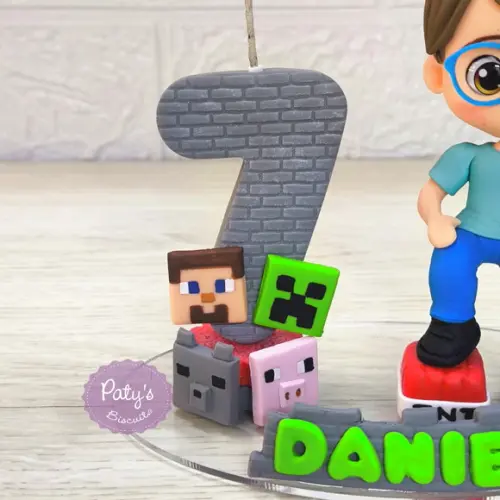 Topo com Vela Personalizado Minecraft