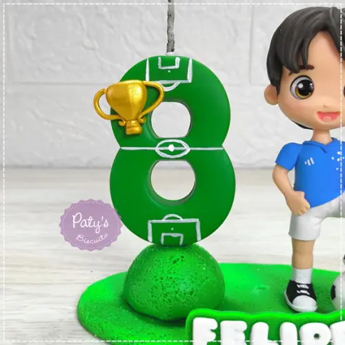 Topo com Vela Personalizado Jogador de Futebol