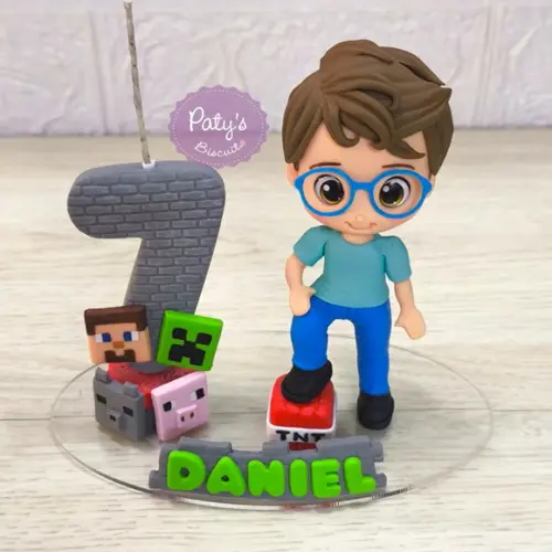 Topo com Vela Personalizado Minecraft